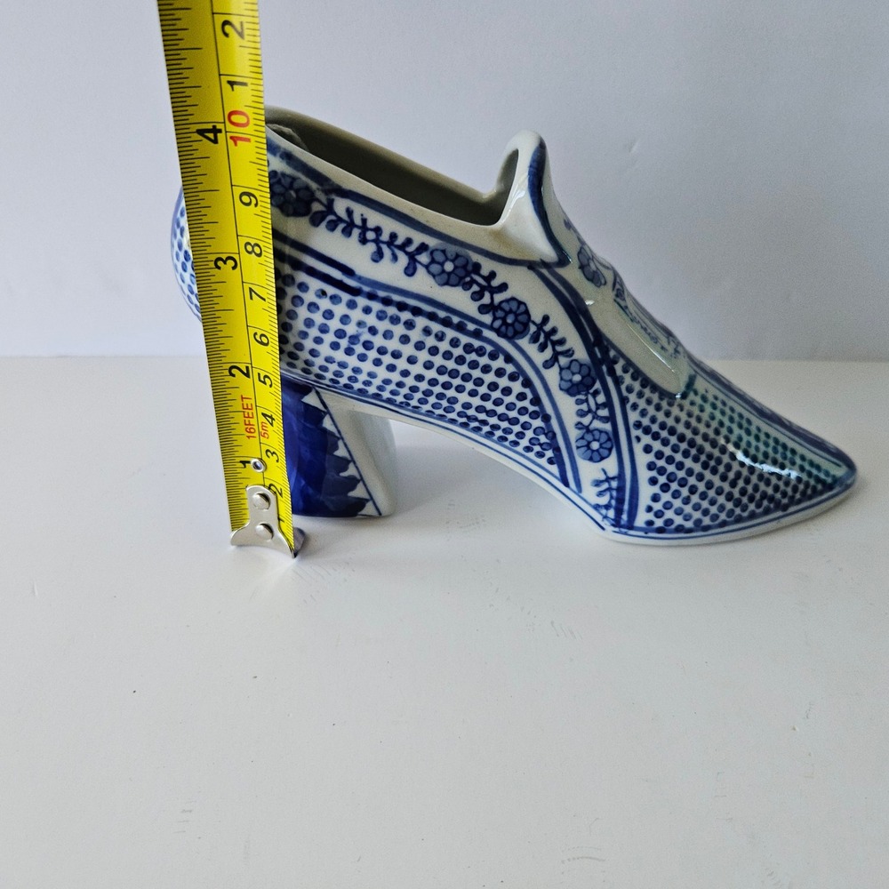 Vtg Delft Shoe Porcelain Blue and White Bud Vase Trinket Holder Heel - Picture 10 of 10
